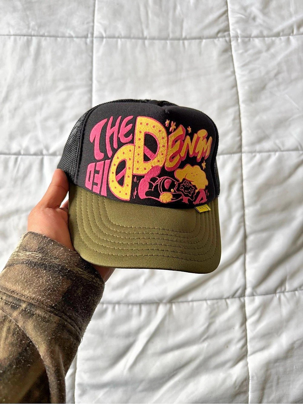 Kapal “The Denim Died” Trucker Hat in Black & Green